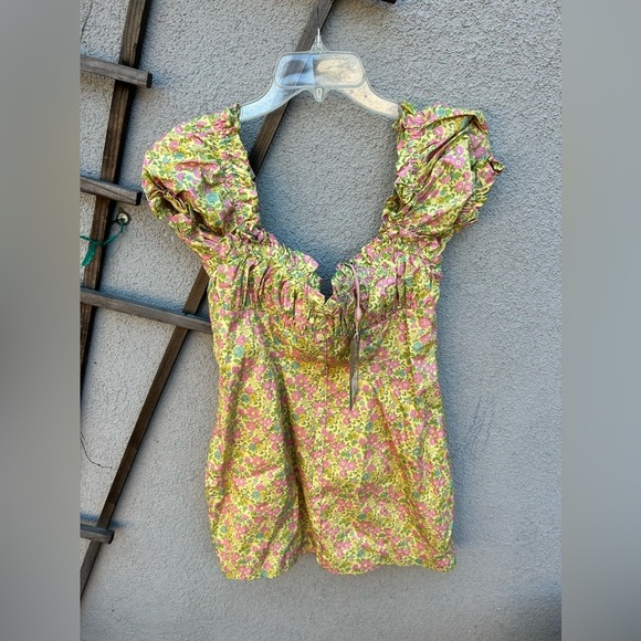 House of CB Tanaya Vintage Floral Puff Sleeve Mini Dress New with Tags! - Picture 3 of 8